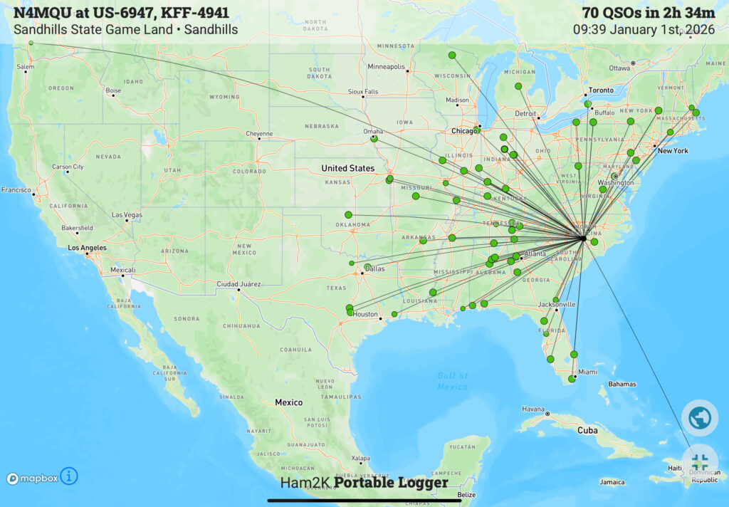 Map of US with lines out to all contacts from the park site.